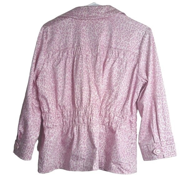 Joan Rivers Blazer Jacket Women Medium Pink Leopard Elastic Waist - Picture 2 of 12